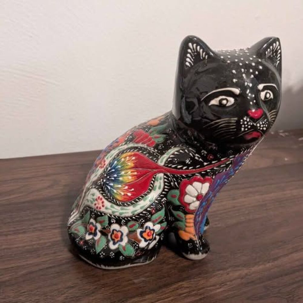 Colorful Hand painted Cat Figurine